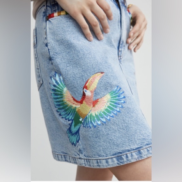 Farm Río for Anthropologie Embroidered Denim Skirt - Picture 6 of 14